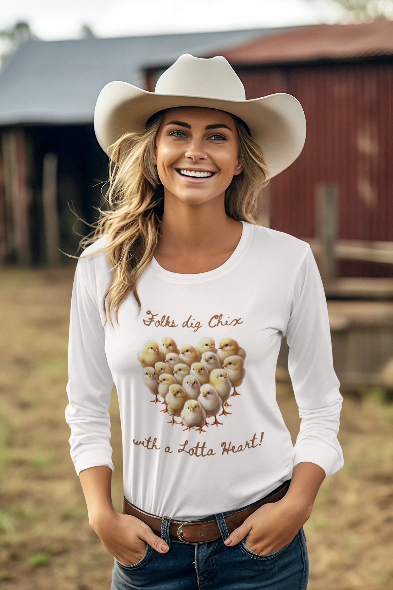 Folks Dig Chix with a Lotta Heart L/S Tee